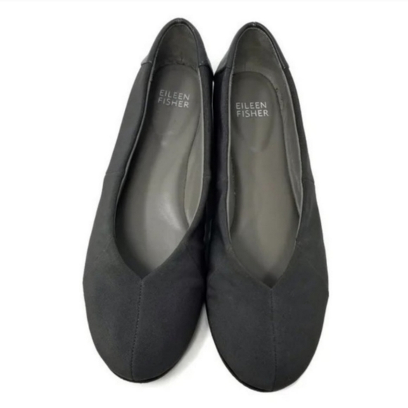 Eileen Fisher Grosgrain Ballet Flats With Hidden Low Wedge Gray Size 6 - Picture 5 of 10